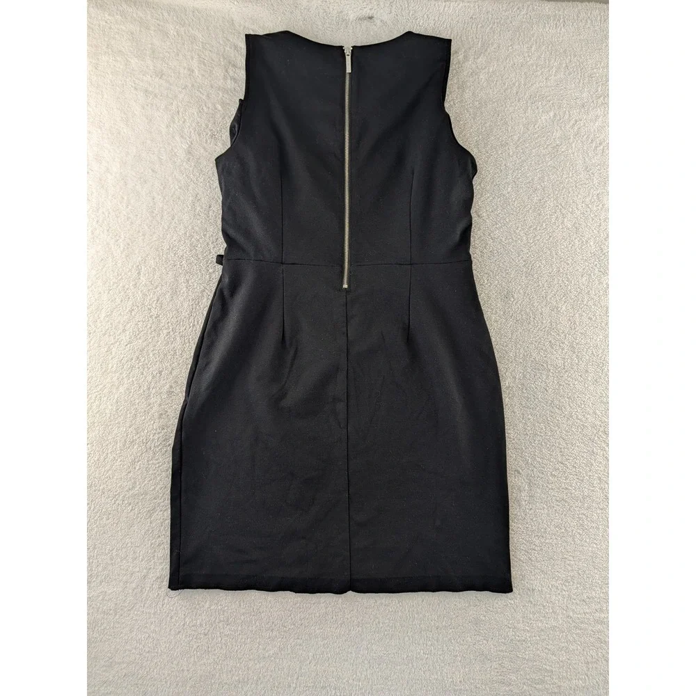Michael Michael Kors Womens Black Sleeveless Sheath Belted Dress Size L Large